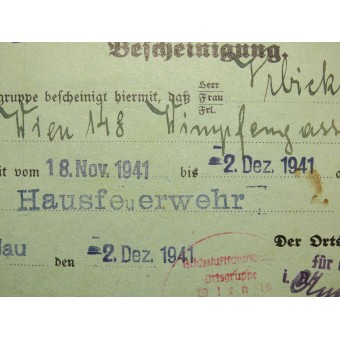 Feuerlöschlehrgang Zertifikat, Reichsluftschutzbund. Espenlaub militaria